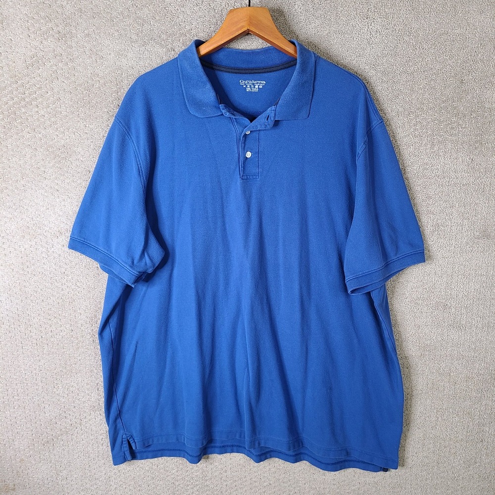 Croft & Barrow Shirt Mens 3XL‎ Tall Blue Polo Short Sleeve Cotton Casual Pique